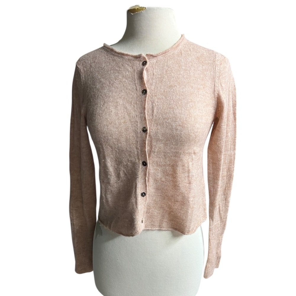 Peruvian Connection XS pink heathered alpaca cardigan sweater